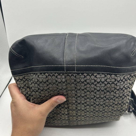 Vintage Y2K Coach F10416 Signature Convertible Duffle Crossbody Bag Gray Black - Picture 9 of 16